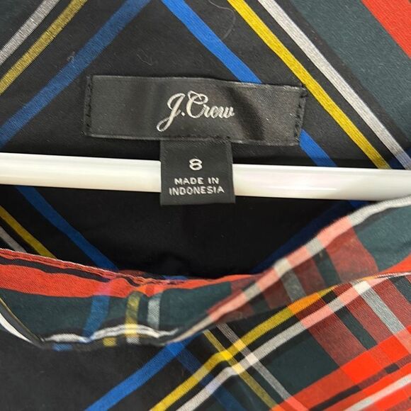 J Crew Jewel Button Funnel Neck Plaid Shirt Sz 8 - Picture 5 of 9